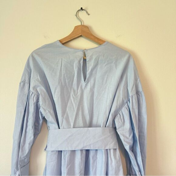 Zara Sky Blue Poplin Dress with Buckle Belt NEW Size Small Blogger Favorite - Picture 12 of 14